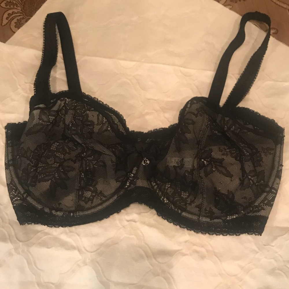 Le Mystere Black Lace Balconette Bra 34G